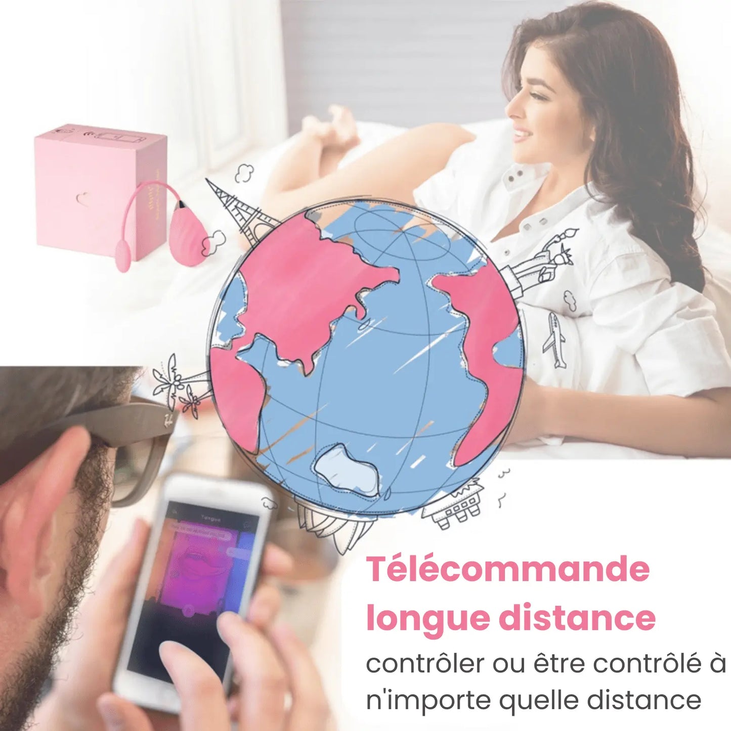 Télécommande longue distance de l'œuf vibrant connecté Magic Sundae de Magic Motion, contrôlable depuis n'importe où dans le monde via application mobile. En vente chez Oh My God'Z pour des couples éloignés.