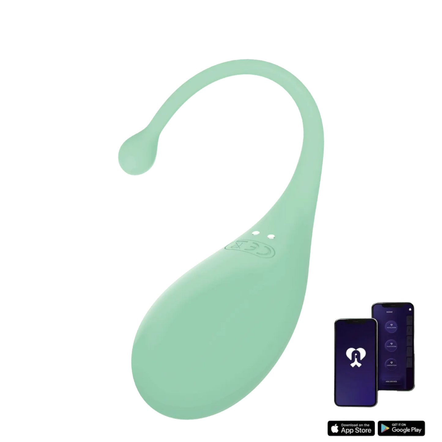 Oeuf vibrant connecté Palpitation vert clair par Adrien Lastic, disponible chez Oh My God'Z. Sextoy de luxe connecté pour stimulation du point G, compatible avec application mobile pour contrôle à distance.