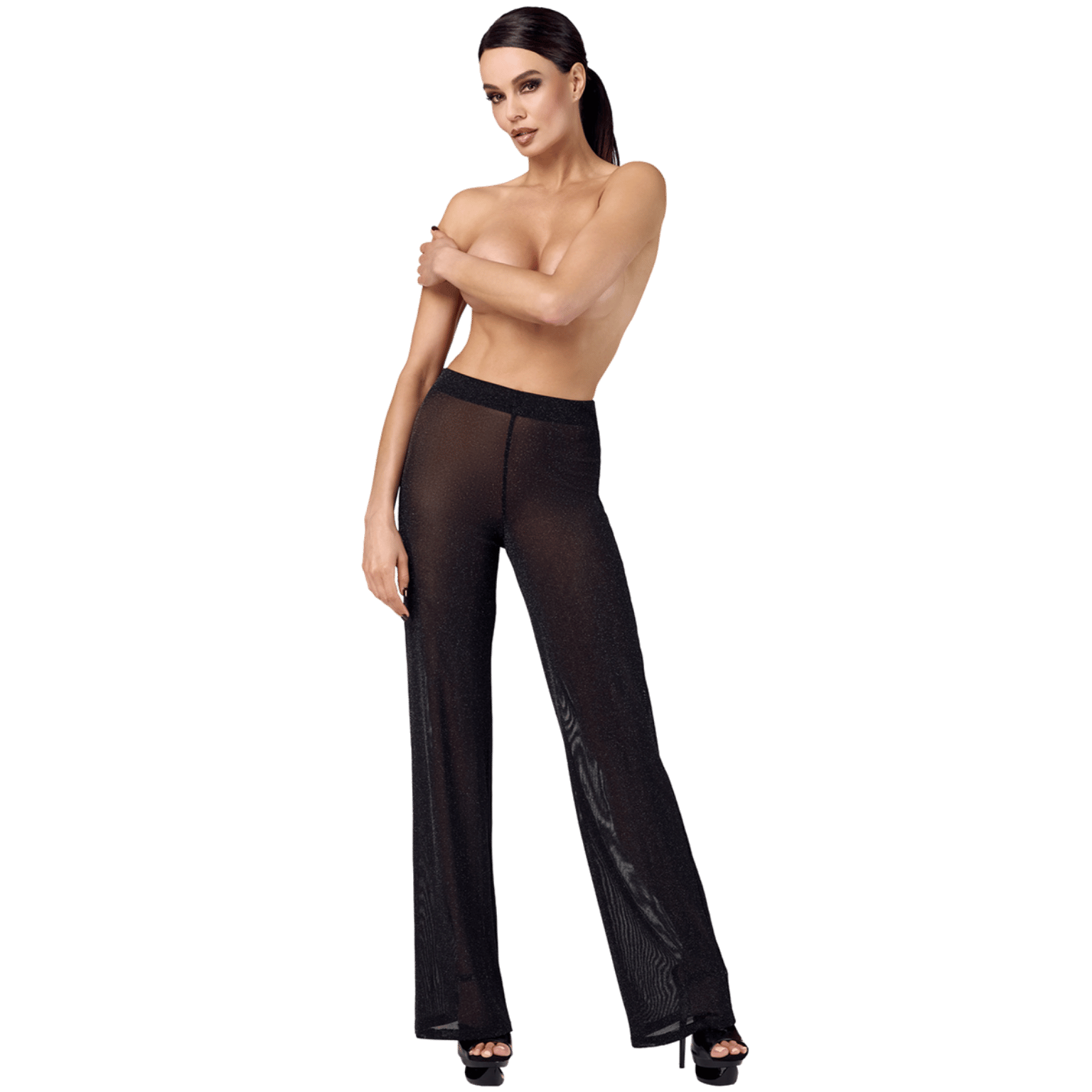 Pantalon Onyx F374 Noir Handmade maille noire scintillante – Oh My God’Z