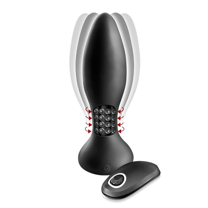 Plug anal rotatif Black Empire avec billes en mouvement pour une stimulation anale unique. Télécommande incluse pour un contrôle à distance. Disponible chez Oh My God'Z.