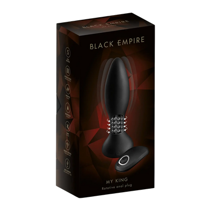 Boîte du Plug anal à billes rotatives Black Empire. Sextoy de luxe pour une stimulation anale intense. Achat sur la boutique en ligne Oh My God'Z.