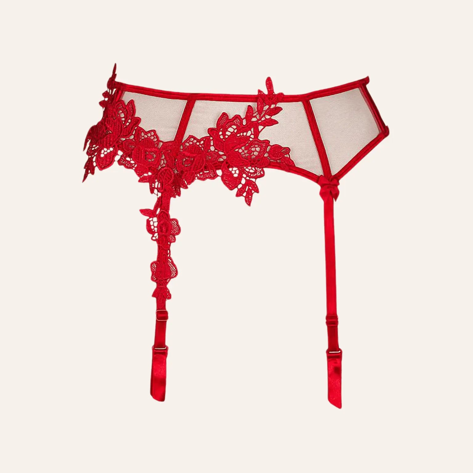 Porte-jarretelles rouge V-8862 par Axami, disponible sur Oh My God'Z, un accessoire de lingerie sensuelle en dentelle rouge pour sublimer vos ensembles de luxe.