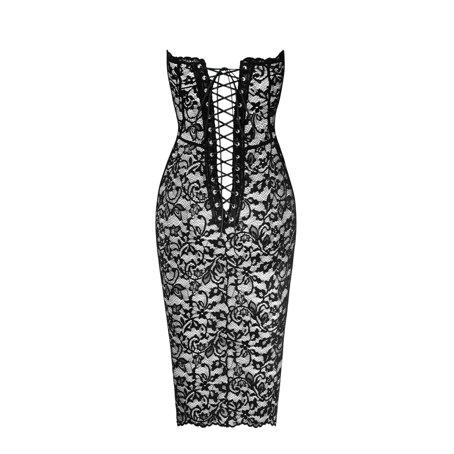 Vue arrière robe corset Catalyst F301, dentelle noire sensuelle Oh My God'Z