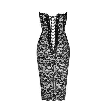 Vue arrière robe corset Catalyst F301, dentelle noire sensuelle Oh My God'Z