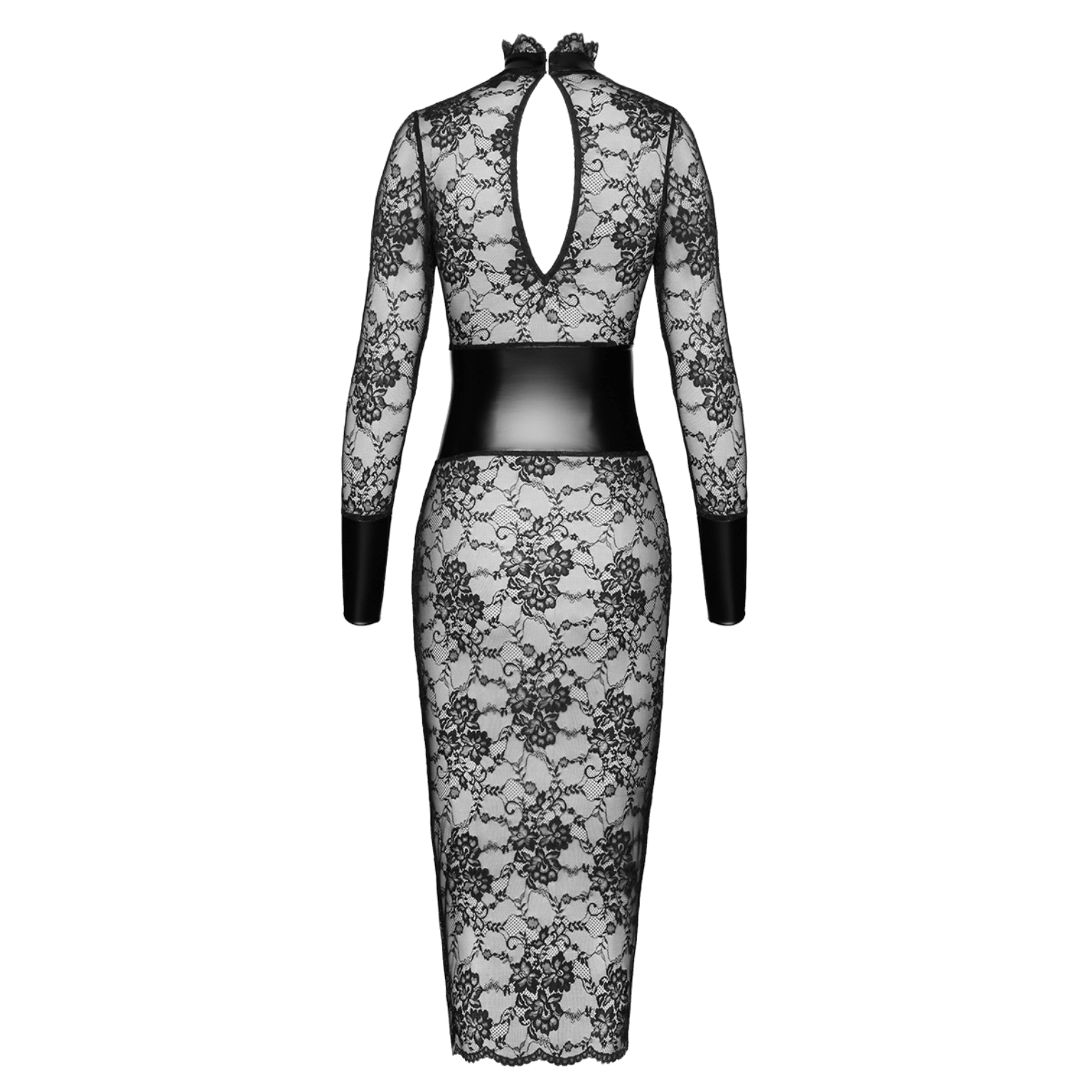 Robe moulante transparente à manches longues et col montant – Oh My God’Z