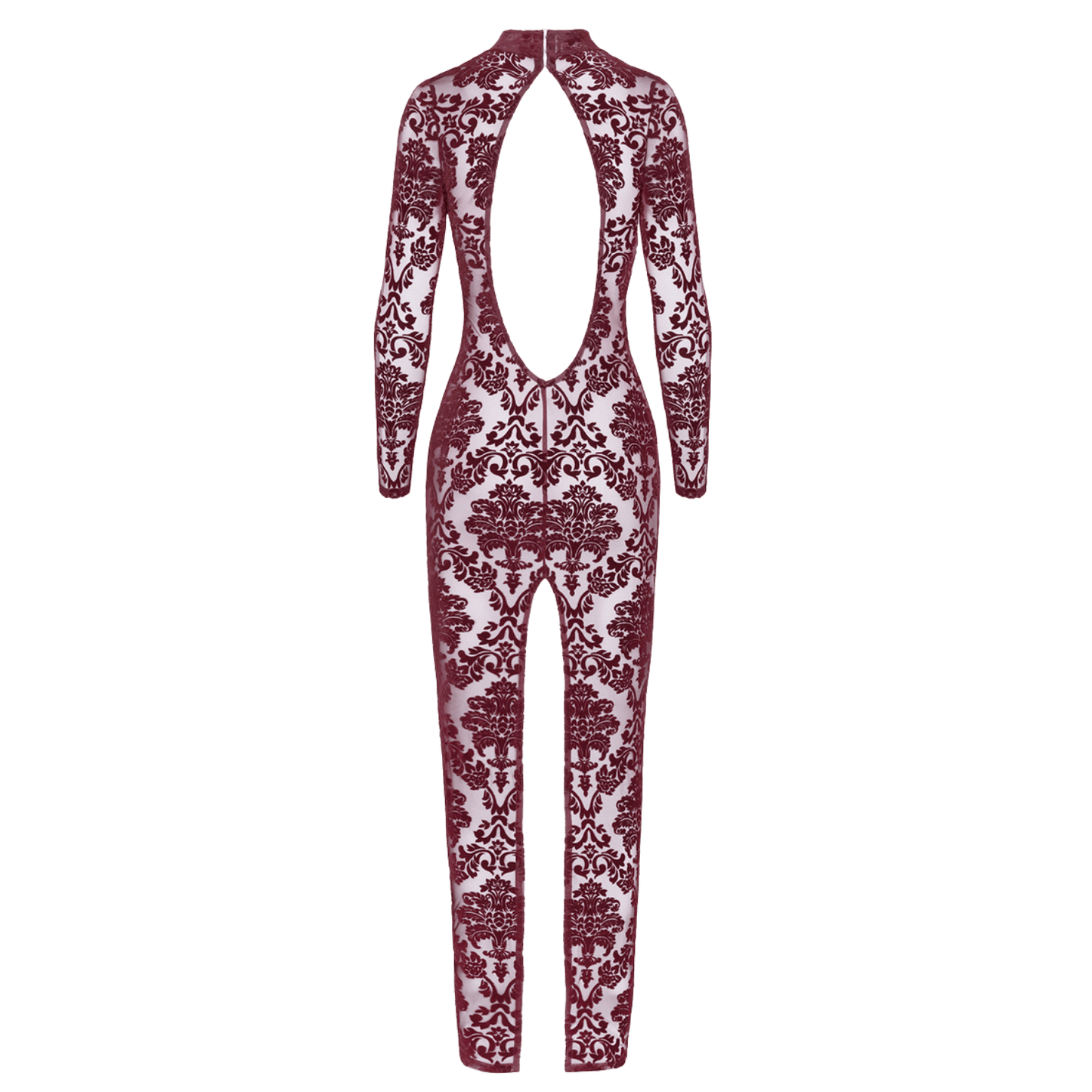 Robe élégante en tulle floqué rouge foncé – Oh My God’Z