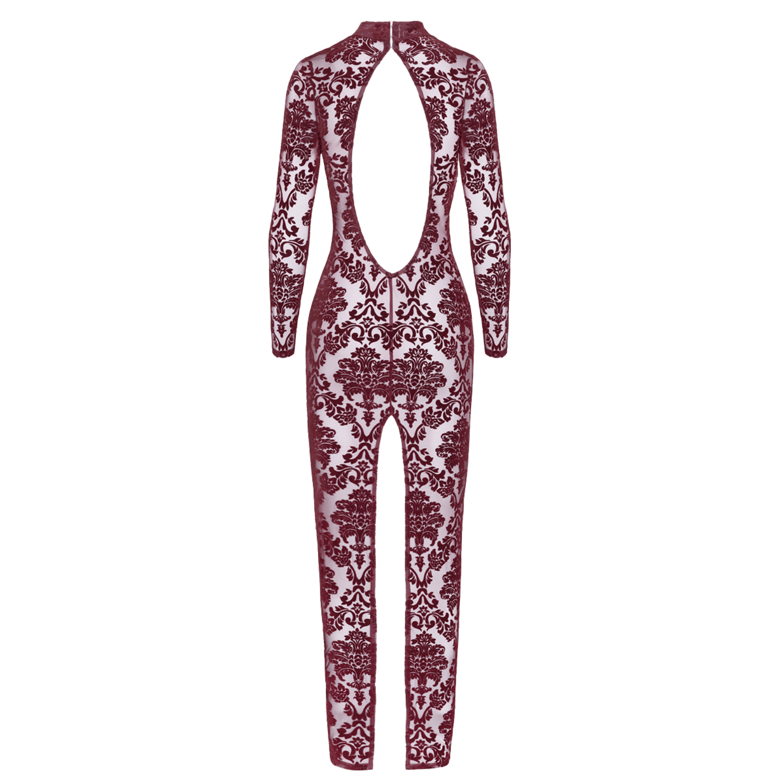 Robe élégante en tulle floqué rouge foncé – Oh My God’Z