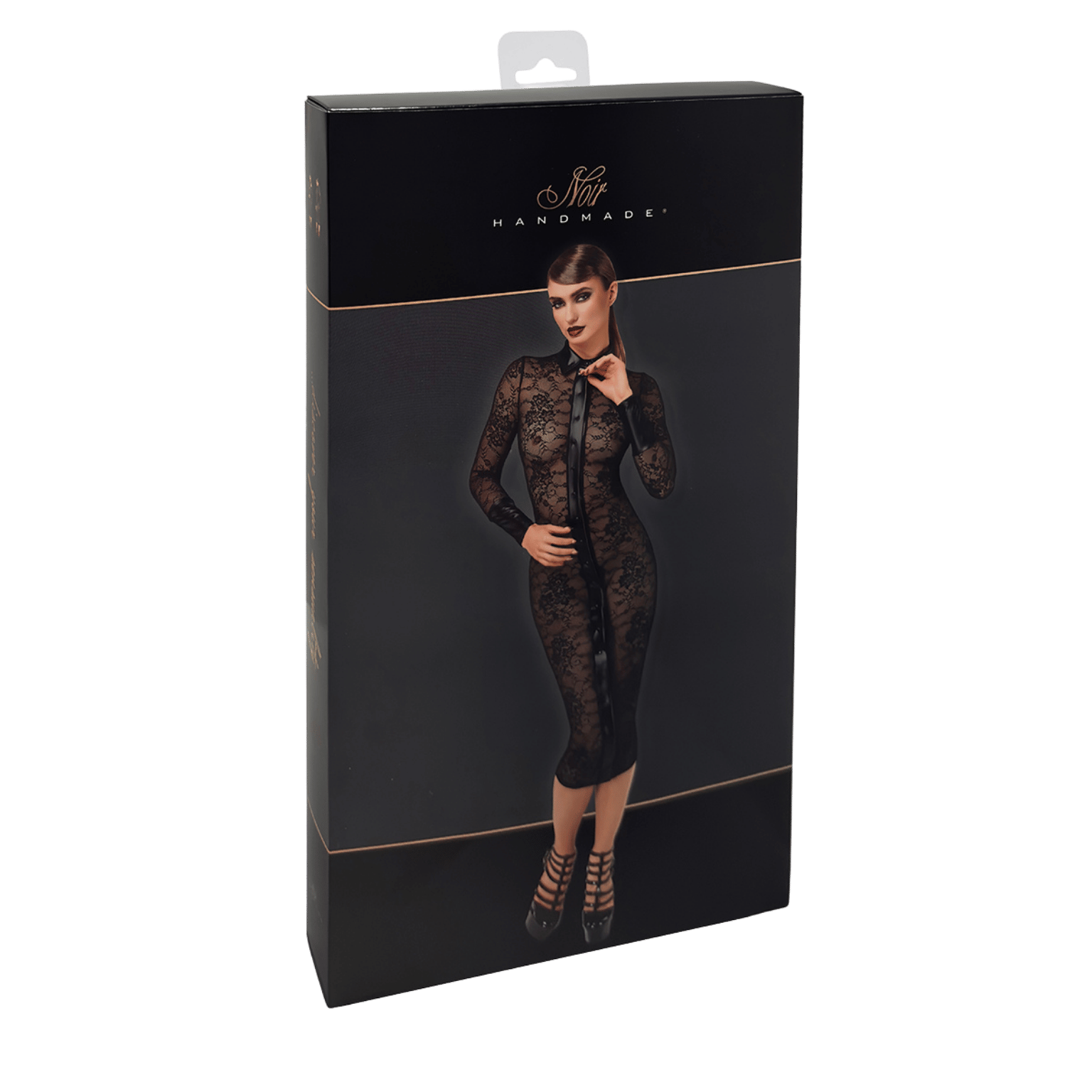 Robe fourreau sensuelle en dentelle transparente à col chemise – Noir Handmade – Oh My God’Z