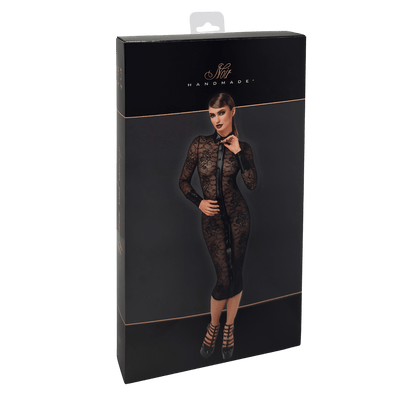 Robe fourreau sensuelle en dentelle transparente à col chemise – Noir Handmade – Oh My God’Z