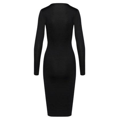 Robe noire à manches longues Cotelli Party élégante et ajustée – Oh My God’Z