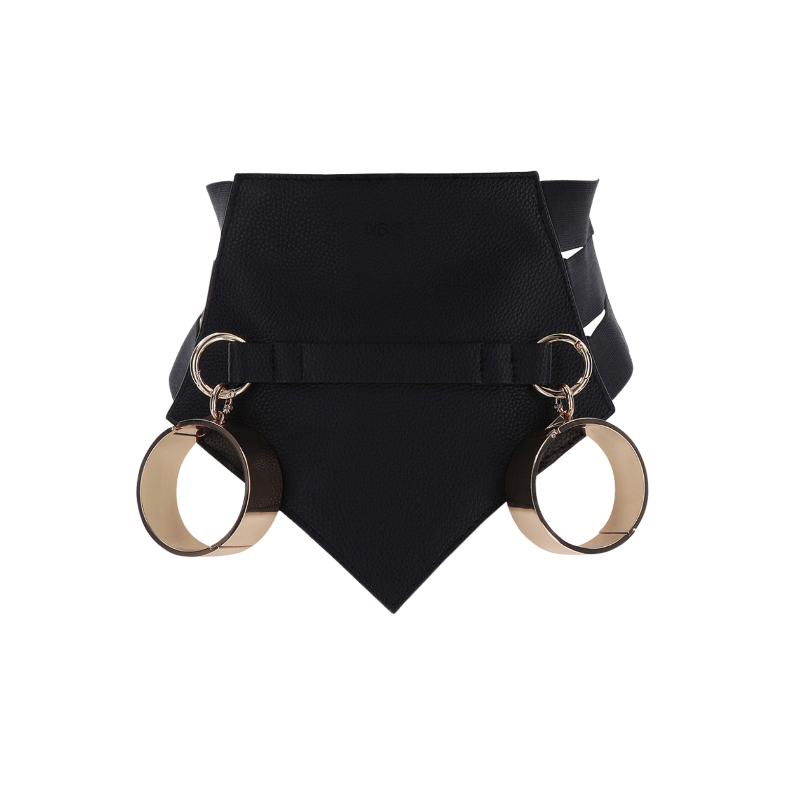 Détail du serre-taille fétichiste avec boucles et finitions dorées – Taboom