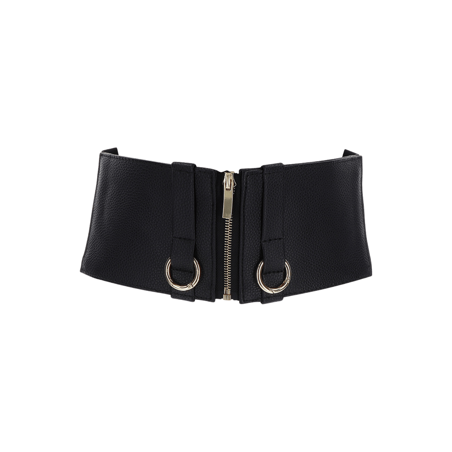 Serre-taille noir en simili cuir avec anneaux métalliques – Taboom Bondage Belt