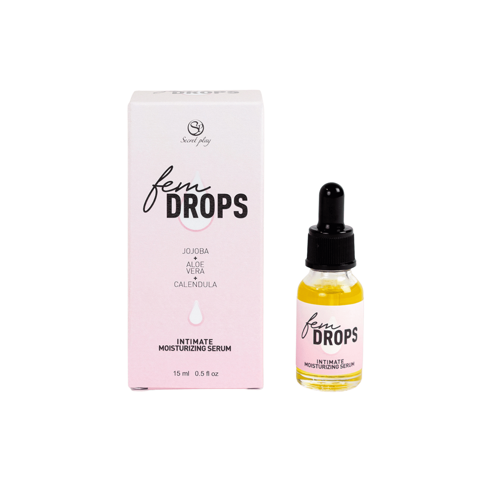 Flacon Fem Drops Secret Play posé en ambiance naturelle élégante – Oh My God’Z