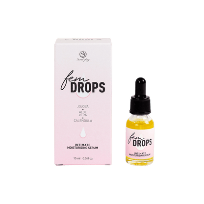 Flacon Fem Drops Secret Play posé en ambiance naturelle élégante – Oh My God’Z