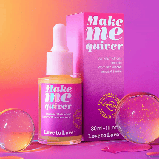 Flacon Make Me Quiver et packaging rose, stimulant clitoris luxe