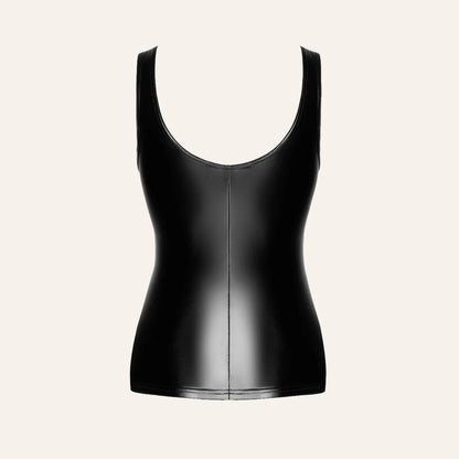 Bolero noir en tulle transparent avec col effet cuir, vu de dos, par la marque Oh My God'Z, disponible sur la boutique spécialisée en lingerie et sextoys haut de gamme.