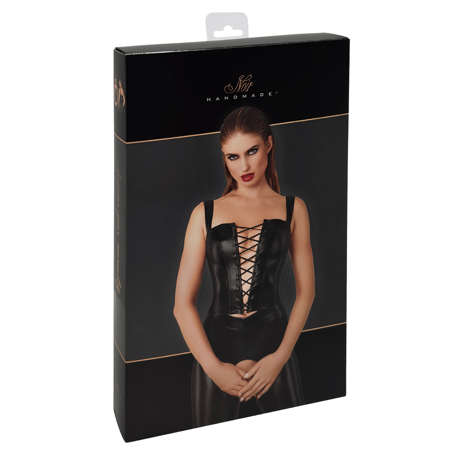 Top effet cuir noir moulant, fermeture zip au dos – Noir Handmade