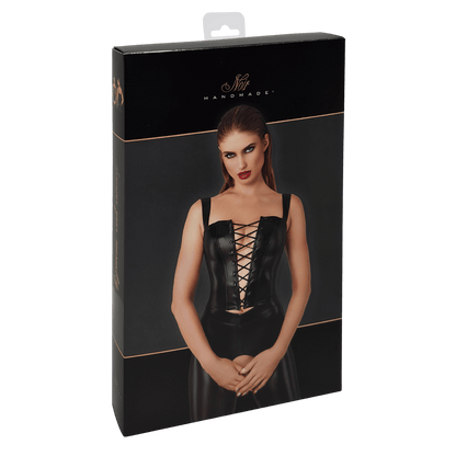 Top effet cuir noir moulant, fermeture zip au dos – Noir Handmade