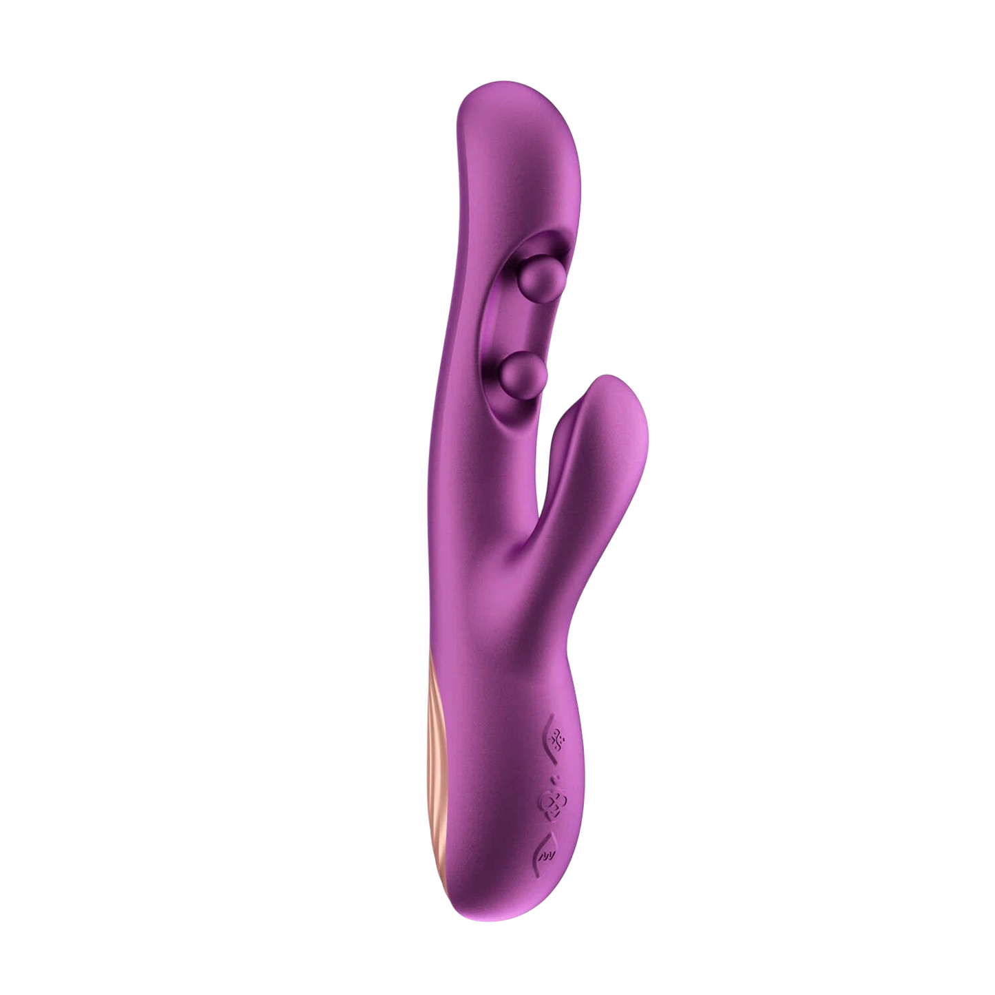 Vibromasseur rabbit Gem Violet en silicone noir mat avec détails or rose, design ergonomique - Oh My God'Z