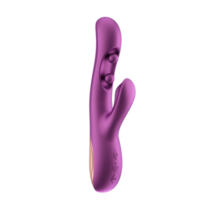 Vibromasseur rabbit Gem Violet en silicone noir mat avec détails or rose, design ergonomique - Oh My God'Z