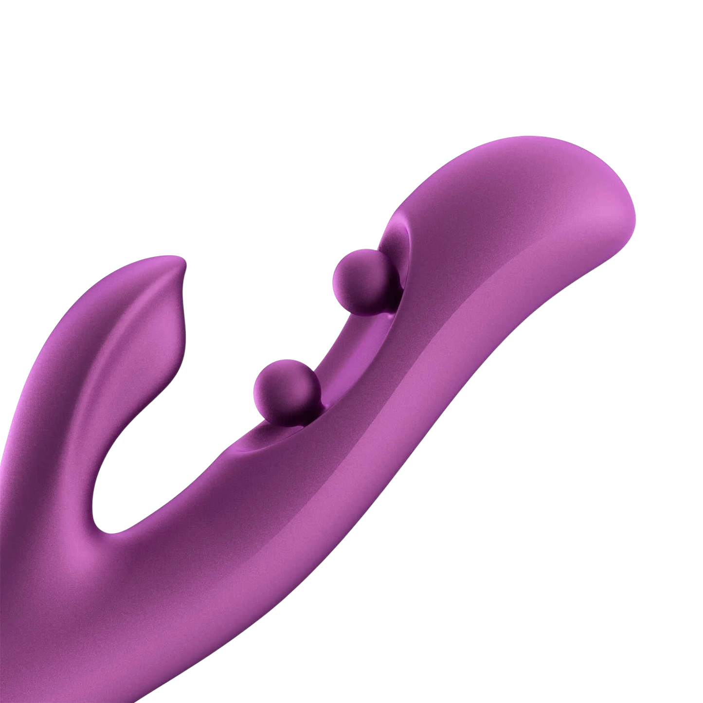 Détail des capteurs à double boule du vibromasseur rabbit Gem violet en silicone noir - Oh My God'Z