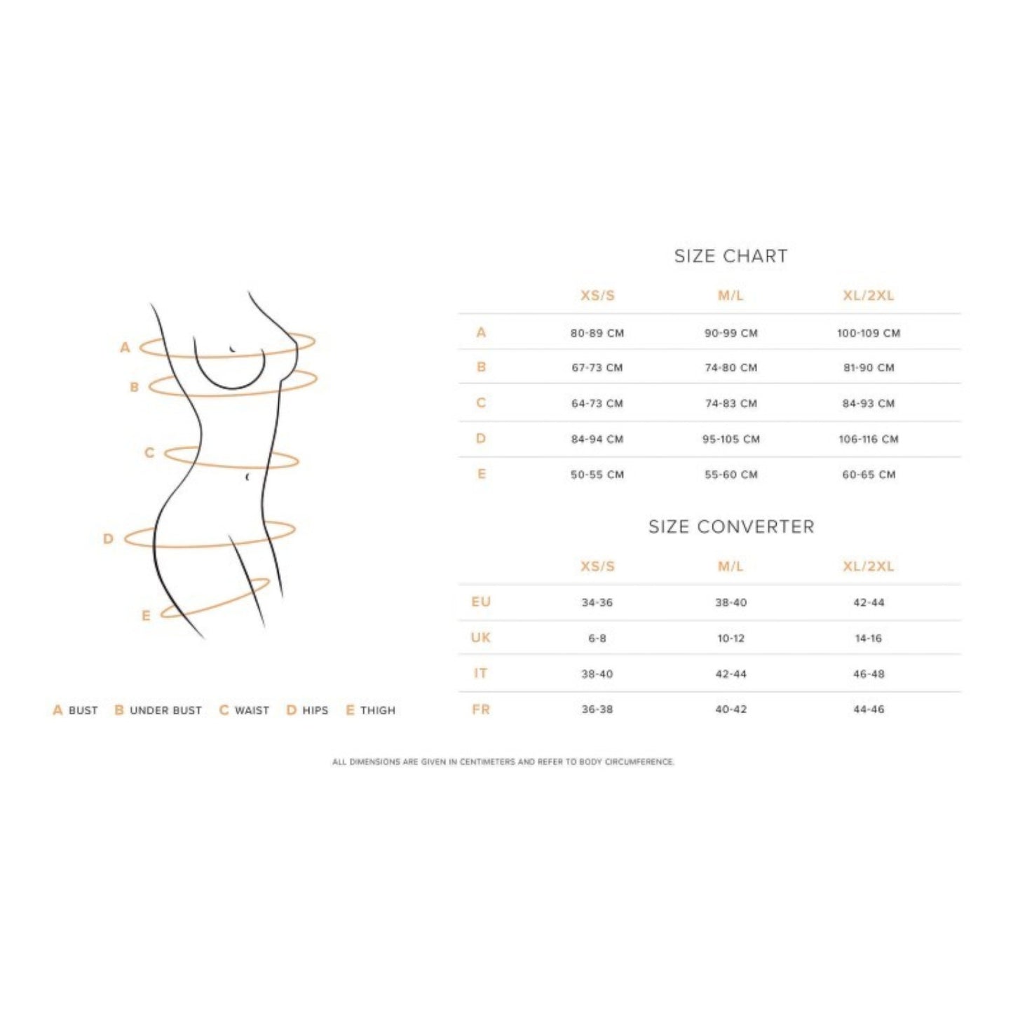 Guide des tailles lingerie Obsessive, tableau de mesures tour de poitrine, hanches et cuisses - Oh My God'Z