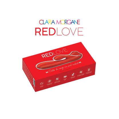 Boîte Red Love rouge Clara Morgane avec vue du stimulateur en silicone rouge - Oh My God'Z