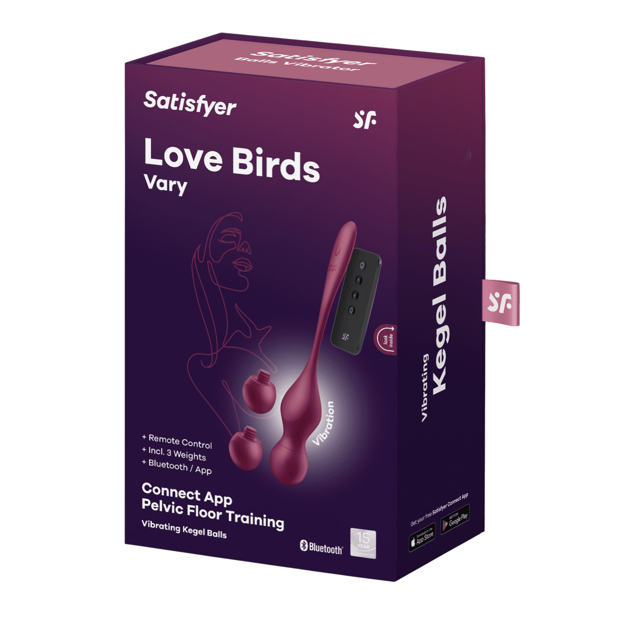 Boite d'emballage violette des boules de geisha vibrantes Love Birds Vary Satisfyer avec app Bluetooth - Oh My God'Z