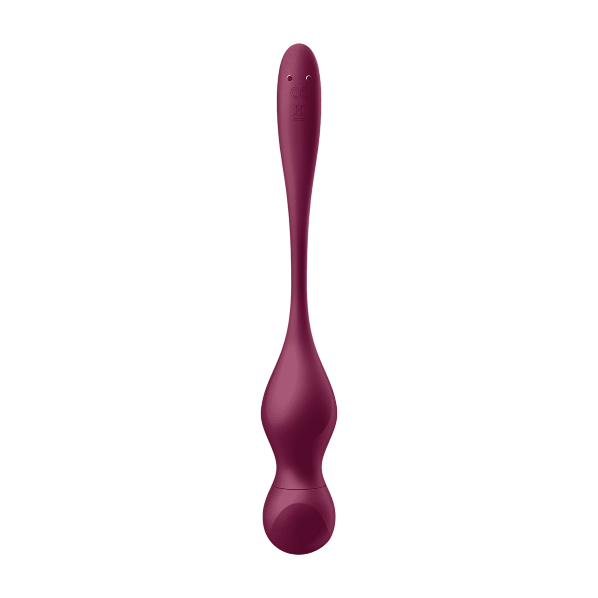 Boules de geisha Love Birds Vary Satisfyer prune, vue arriere avec marquages sur le cordon en silicone - Oh My God'Z