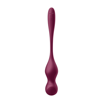 Boules de geisha Love Birds Vary Satisfyer prune, vue arriere avec marquages sur le cordon en silicone - Oh My God'Z
