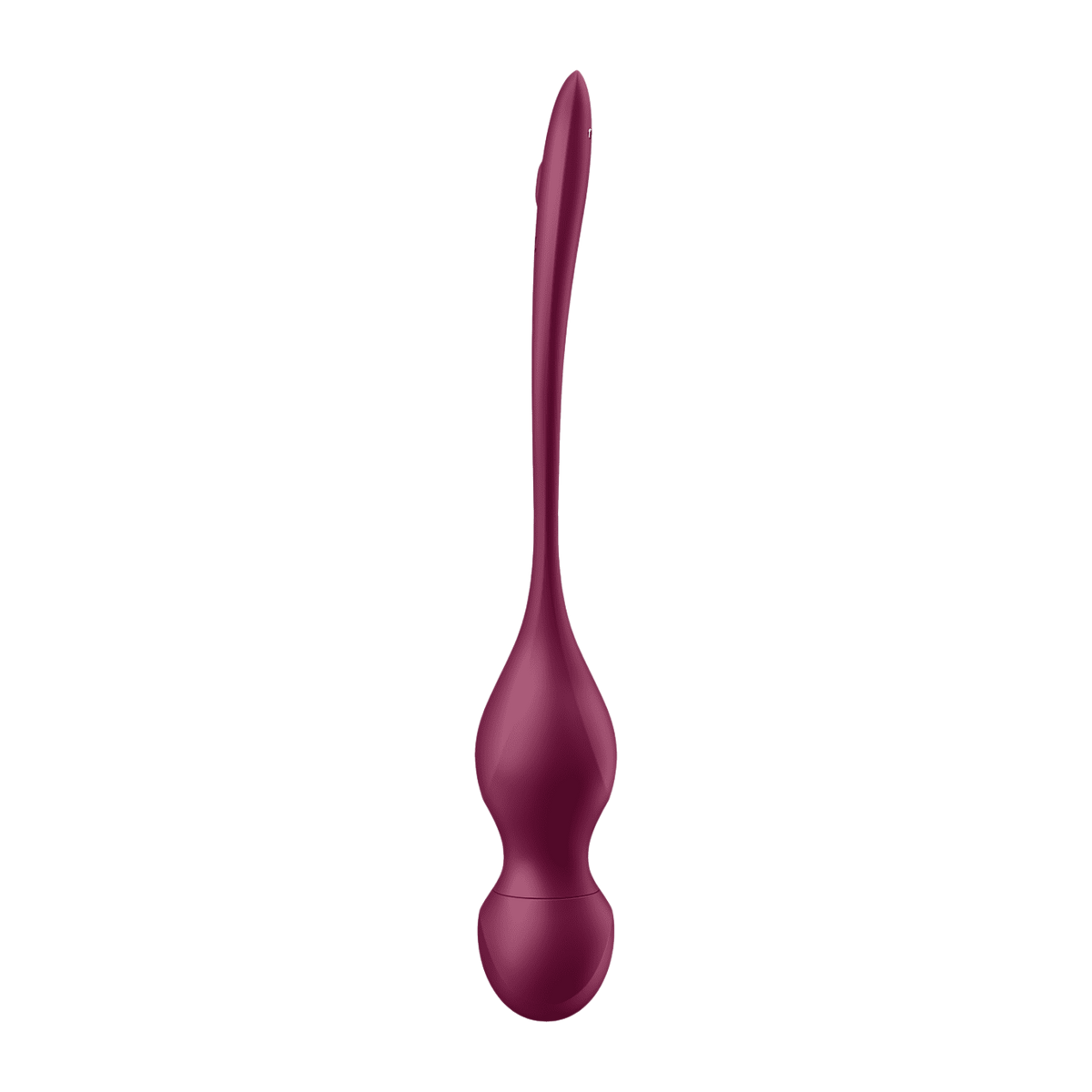 Boules de geisha vibrantes Love Birds Vary Satisfyer en silicone prune, vue laterale ergonomique - Oh My God'Z