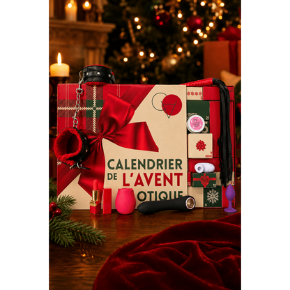 Calendrier de l'Avent erotique en ambiance Noel avec menottes fourrees, fouet noir et vibromasseur - Oh My God'Z