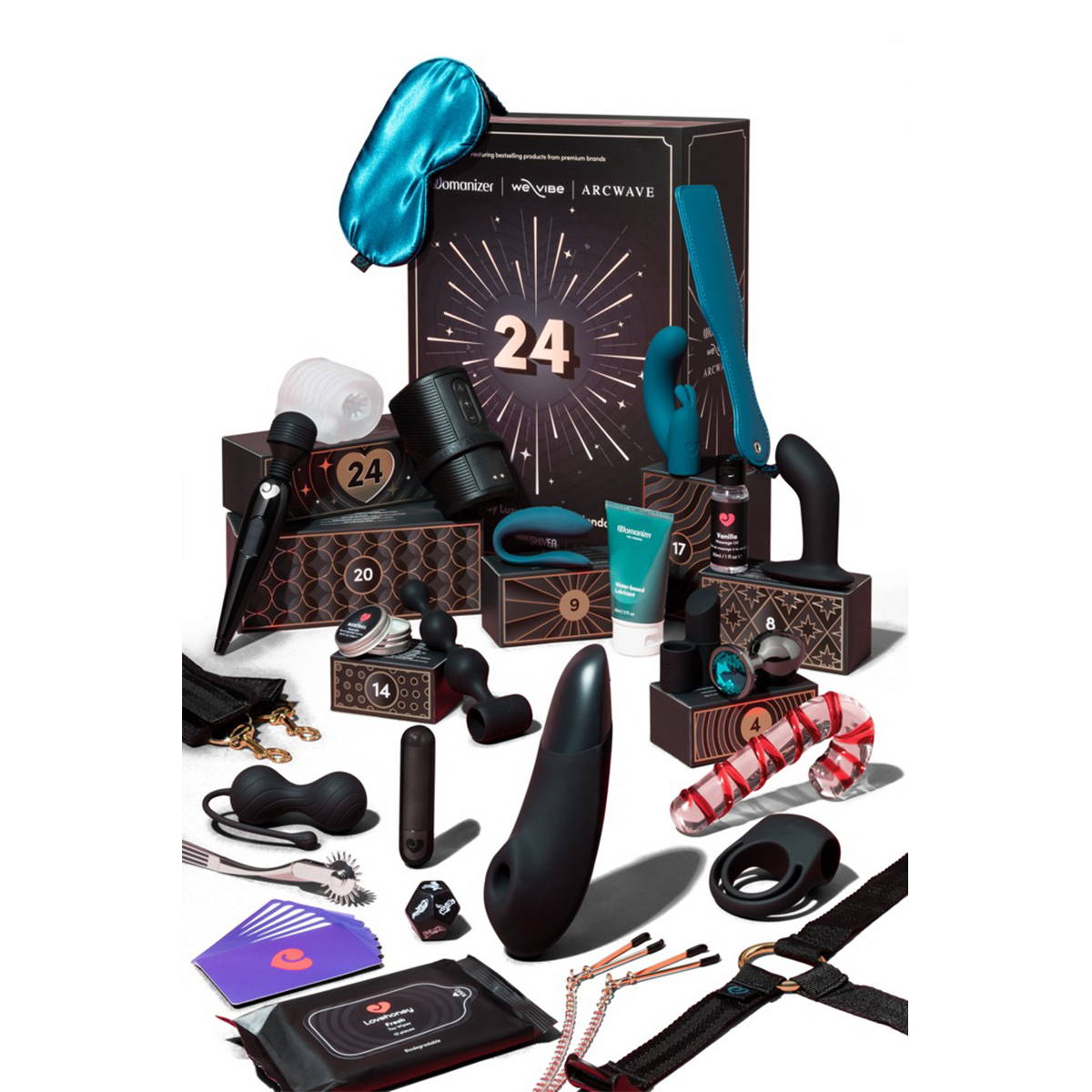 Calendrier de l'Avent erotique Luxury Magic Shiver 2026 avec sextoys noirs et accessoires bleus - Oh My God'Z