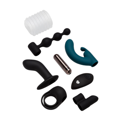 Jouets du calendrier Avent Luxury : plug anal, chapelet, cockring, bullet, telecommande et gaine silicone - Oh My God'Z