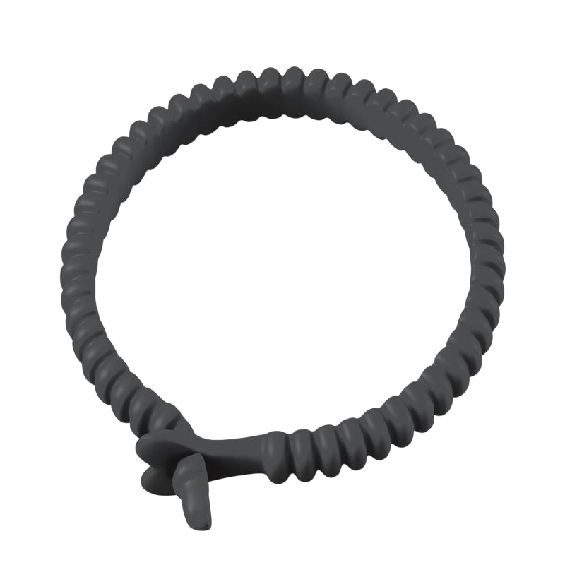 Cockring ajustable Dorcel Adjust Ring en silicone noir, anneau torsade souple avec attache - Oh My God'Z
