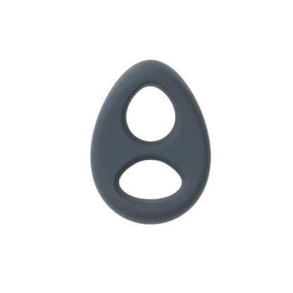 Cockring Liquid-Soft Dorcel gris en silicone ultra doux, forme goutte a deux anneaux, vue de face - Oh My God'Z