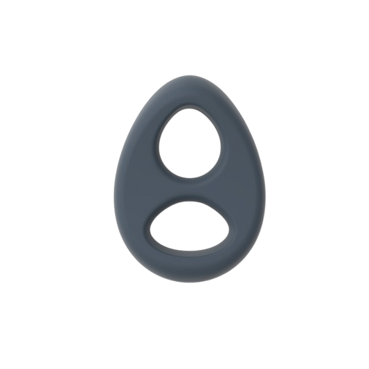 Cockring Liquid-Soft Dorcel gris en silicone ultra doux, forme goutte a deux anneaux, vue de face - Oh My God'Z