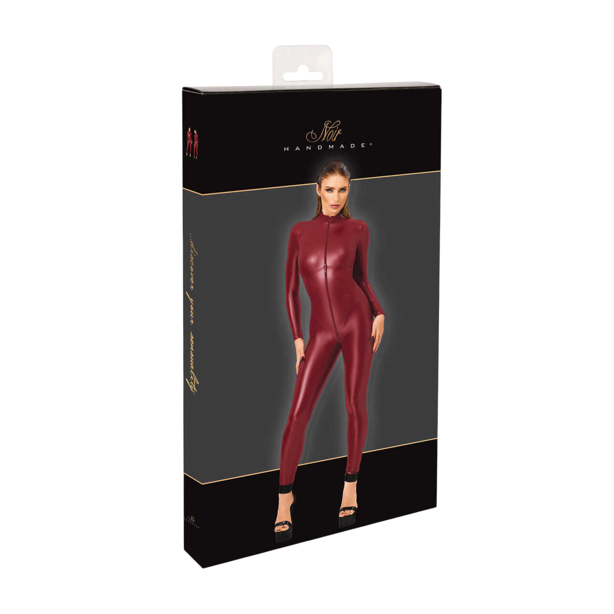 Emballage Noir Handmade de la combinaison Dark Romance bordeaux en wetlook avec zip trois voies - Oh My God'Z