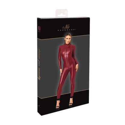 Emballage Noir Handmade de la combinaison Dark Romance bordeaux en wetlook avec zip trois voies - Oh My God'Z