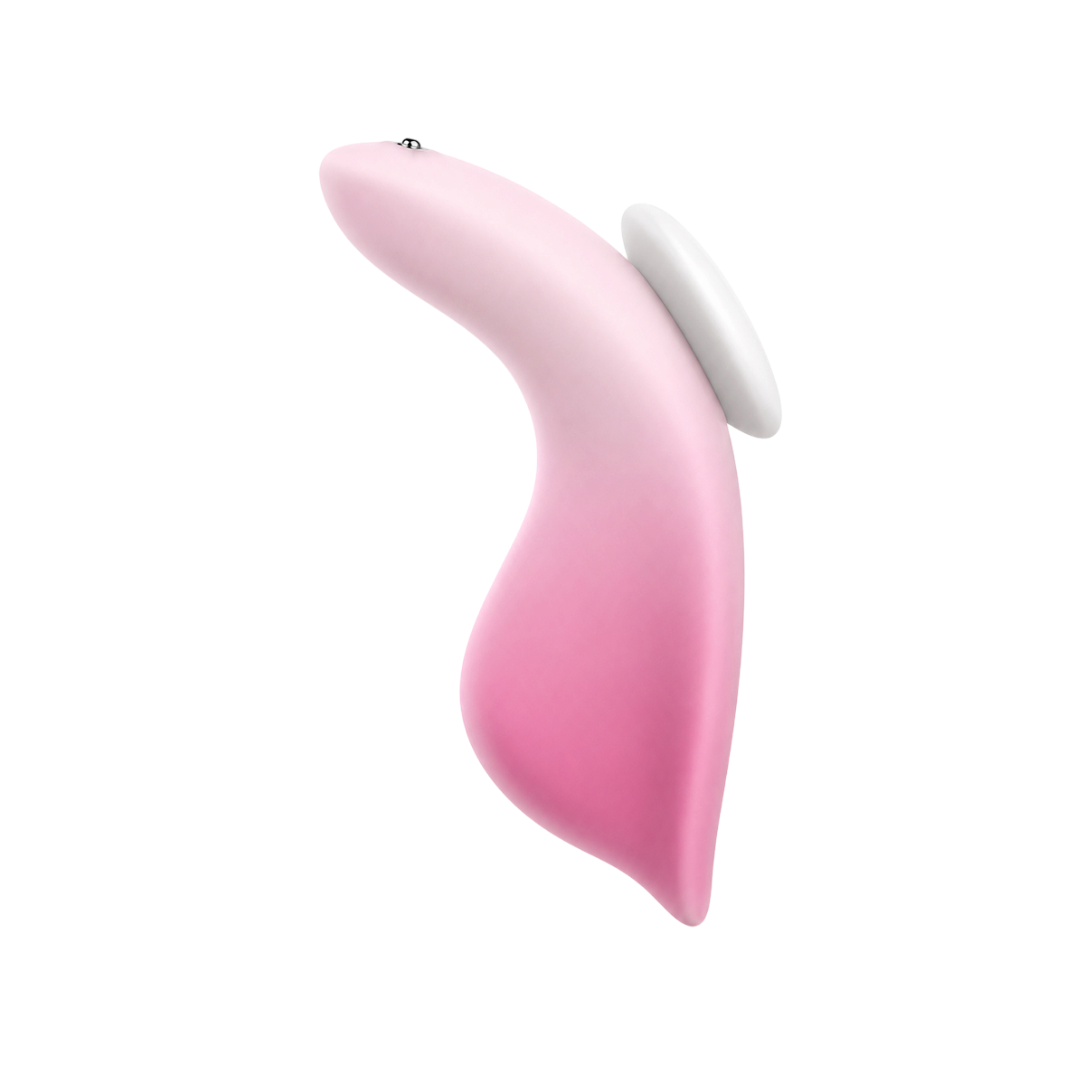 Culotte vibrante Blisswave DIK vue de profil, silicone rose incurve et aimant blanc de maintien - Oh My God'Z
