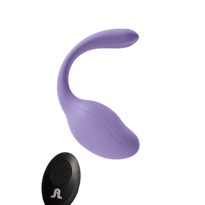 Stimulateur clitoris et point G Smart Dream en U, silicone violet mat, avec telecommande ronde noire - Oh My God'Z
