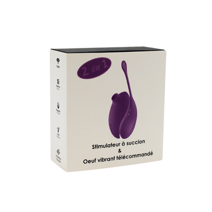 Emballage 2 en 1 stimulateur a succion et oeuf vibrant telecommande violet - Oh My God'Z