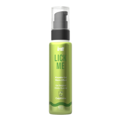 Flacon pompe gel embrassable Lick Me Caipirinha effet chauffant vert dégradé sur fond blanc - Oh My God'Z