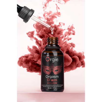 Gel d'excitation clitoridien Orgasm Drops Kissable Orgie, flacon en verre ambré 30ml avec compte-gouttes - Oh My God'Z