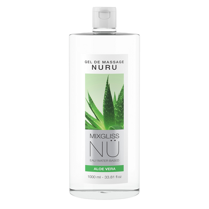 Gel de massage Nuru Aloe Vera Mixgliss 1 litre, grand format pour massages corps à corps - Oh My God'Z
