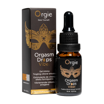 Flacon gel clitoridien Orgasm Drops Vibe 15ml Orgie avec packaging noir et or - Oh My God'Z