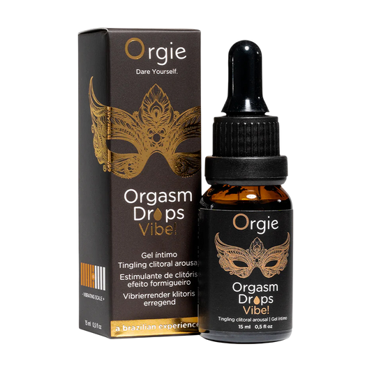 Flacon gel clitoridien Orgasm Drops Vibe 15ml Orgie avec packaging noir et or - Oh My God'Z
