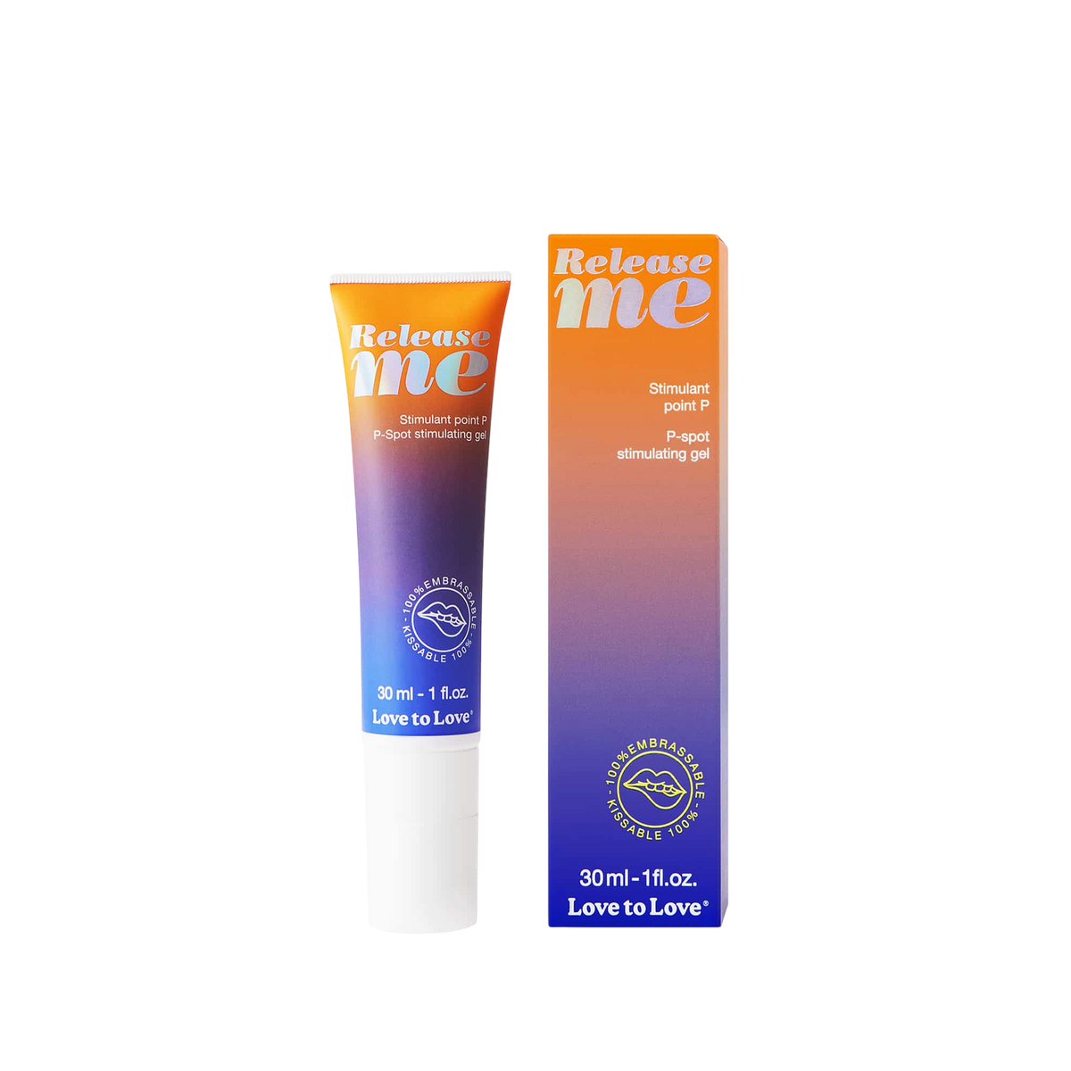 Gel stimulant point P Release Me Love to Love 30 ml, tube degrade orange violet et sa boite - Oh My God'Z