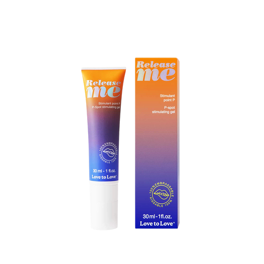 Gel stimulant point P Release Me Love to Love 30 ml, tube degrade orange violet et sa boite - Oh My God'Z