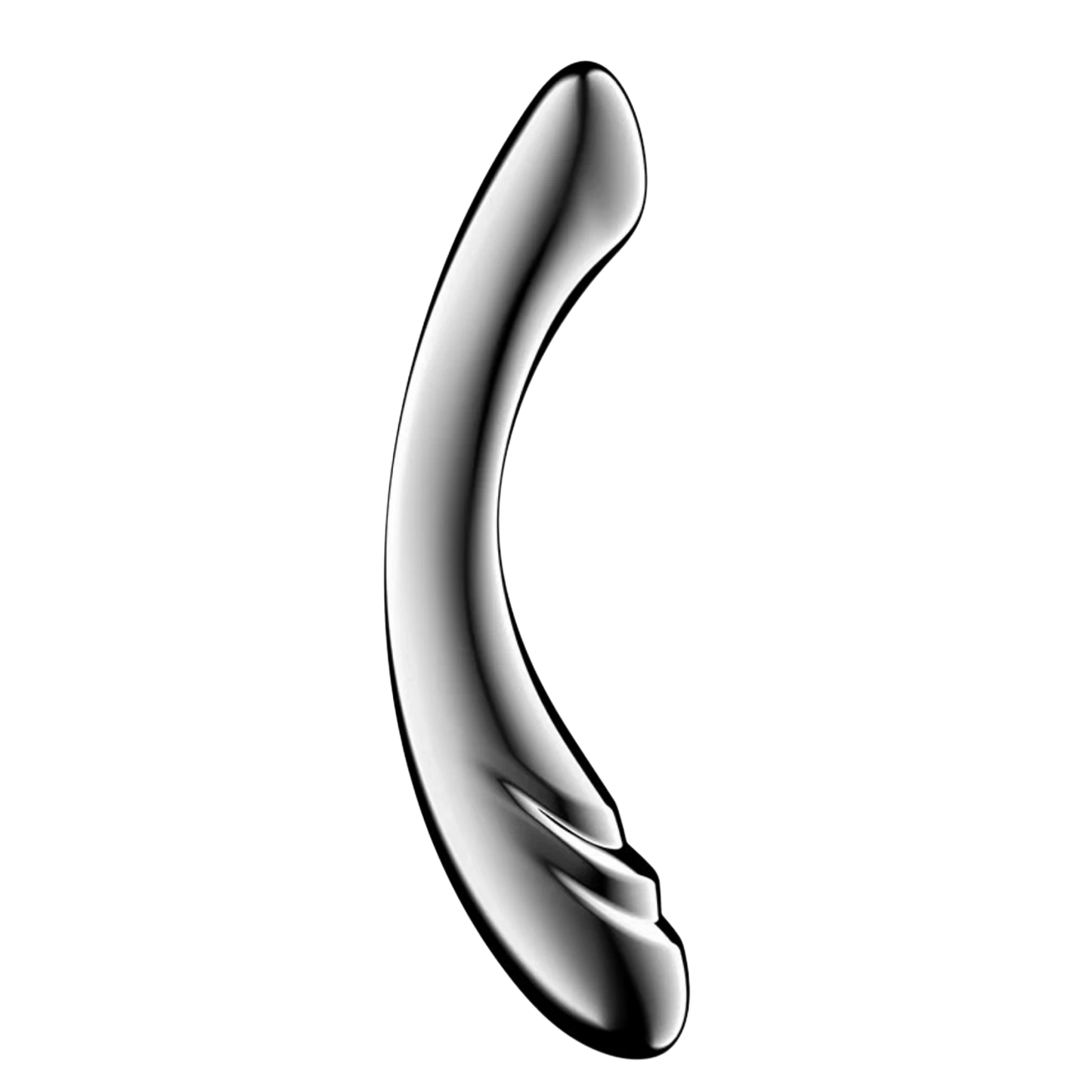Gode double texture en acier inoxydable incurvé, surface lisse et texturée visible - Oh My God'Z
